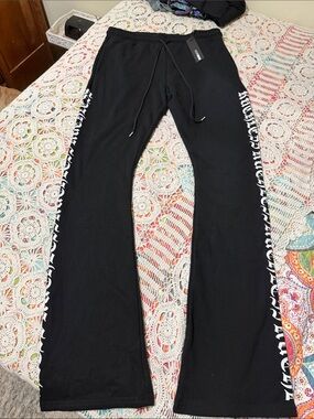 Fashion Nova Black Side-Graphic Drawstring Joggers for Men